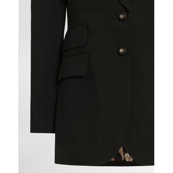 Black Dolce & Gabbana Turlington single-breasted jacket with leopard-print lining, view 3 | Blazers