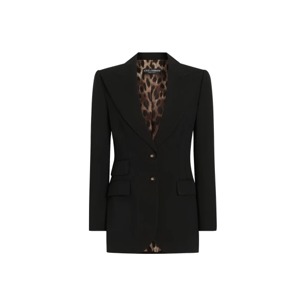 Turlington single-breasted jacket with leopard-print lining