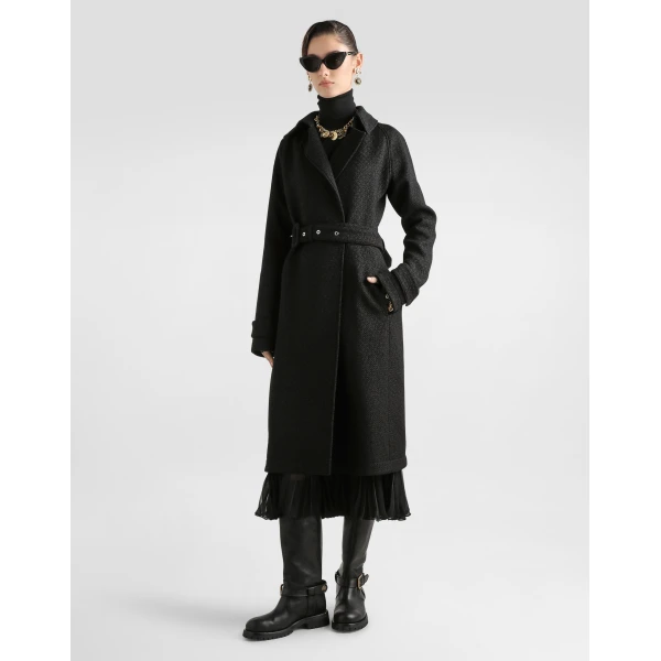 Black Dolce & Gabbana Tweed trench coat, view 2 | Trench Coat