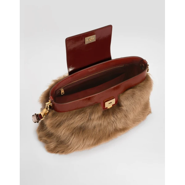 Multicolour Dolce & Gabbana Vittoria fur and calfskin shoulder bag, view 5 | Shoulder & Crossbody Bags