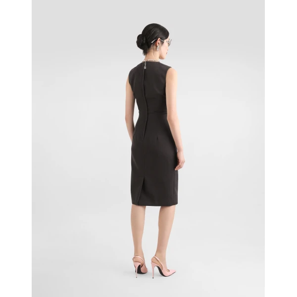 Grey Dolce & Gabbana Woolen calf-length sheath dress, view 3 | Midi Dresses