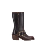 Dries Van Noten Buckled leather boots in Tan | Boots | Coveti