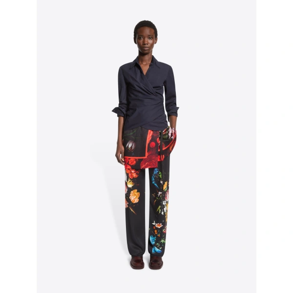 Dries Van Noten Fitted cotton wrap shirt in Midnight | Shirts | Coveti
