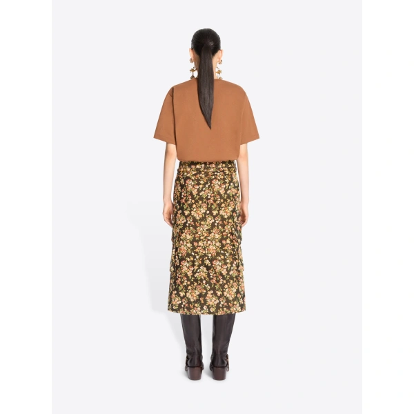 Dries Van Noten Floral cargo skirt in Brown | Midi Skirts | Coveti