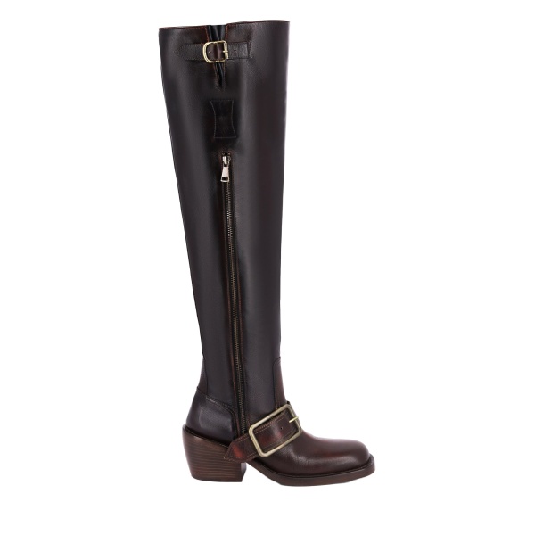 Dries Van Noten High buckled leather boots in Tan | Boots | Coveti