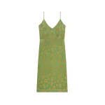 Dries Van Noten Jacquard slip dress in Light Green | Midi Dresses | Coveti