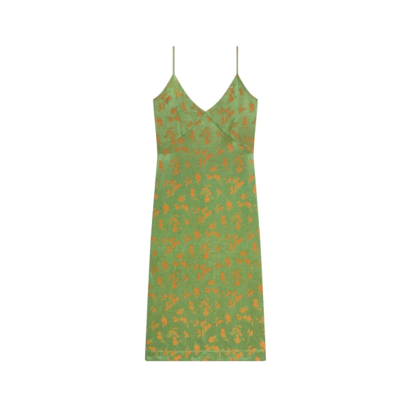Jacquard slip dress in Light Green