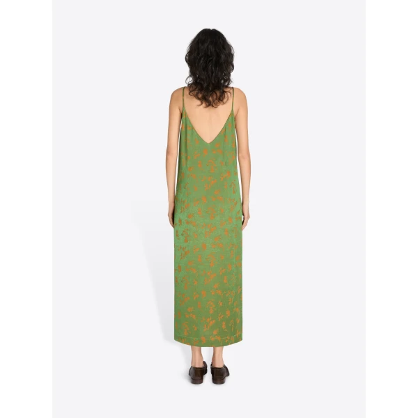 Dries Van Noten Jacquard slip dress in Light Green | Midi Dresses | Coveti