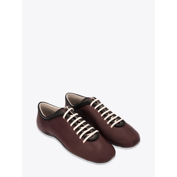 Dries Van Noten Leather ballerina sneakers in Bordeaux | Sneakers | Coveti