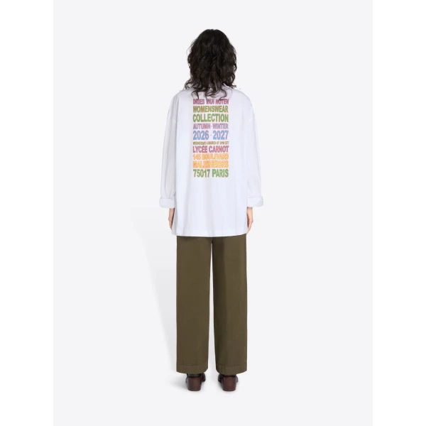 Dries Van Noten Long sleeve cotton tee in White | T-shirts | Coveti