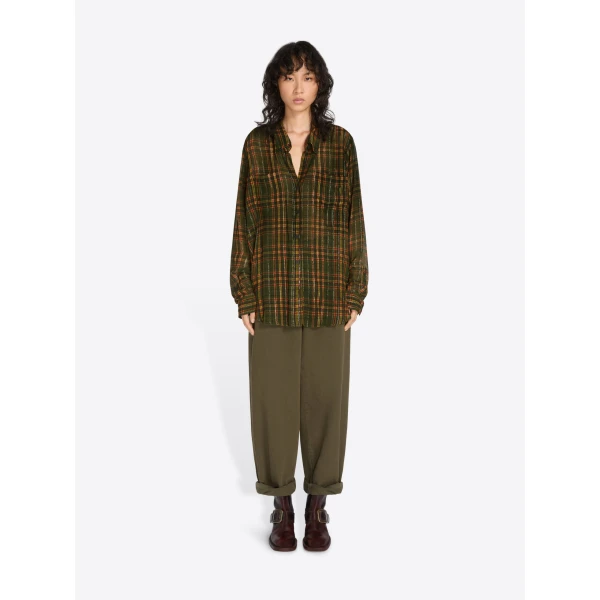 Dries Van Noten Loose lurex shirt in Khaki | Shirt | Coveti