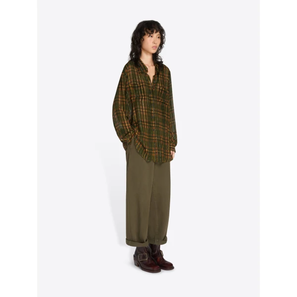 Dries Van Noten Loose lurex shirt in Khaki | Shirt | Coveti