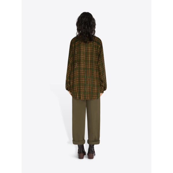 Dries Van Noten Loose lurex shirt in Khaki | Shirt | Coveti