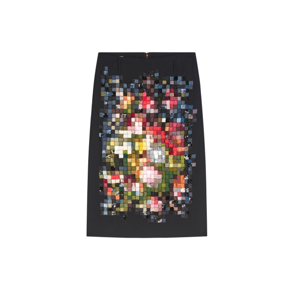 Dries Van Noten Pixel embroidered pencil skirt in Black | Pencil Skirts | Coveti