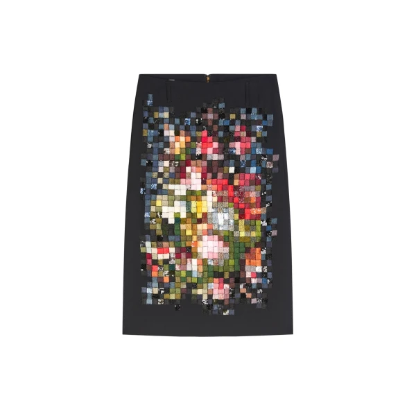 Pixel embroidered pencil skirt in Black