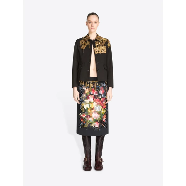 Dries Van Noten Pixel embroidered pencil skirt in Black | Pencil Skirts | Coveti