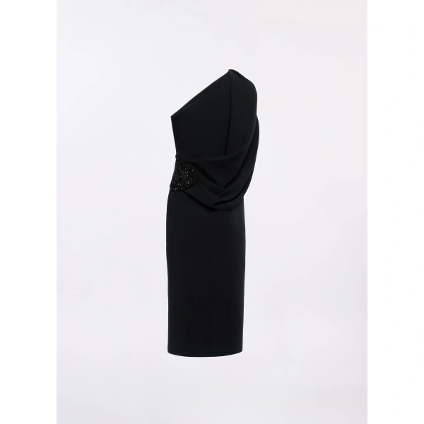 Elie Saab Asymmetric Embellished Cady Midi Dress in Black | Midi Dresses | Coveti