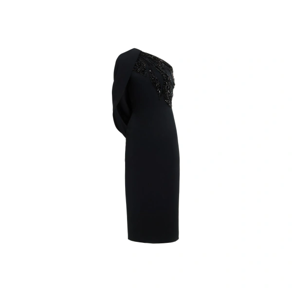 Asymmetric Embellished Cady Midi Dress