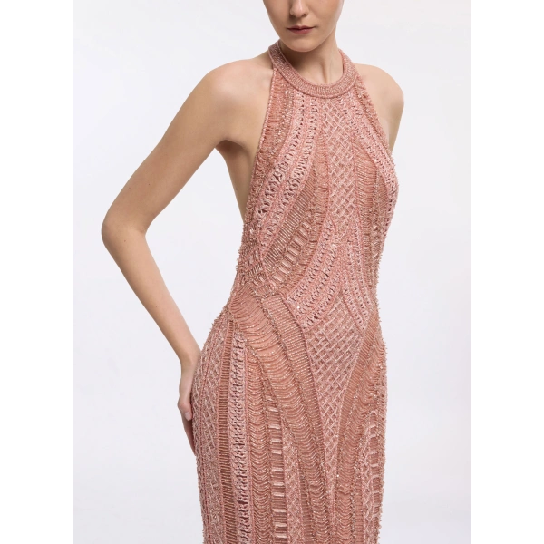 Elie Saab Bead Embroidered Long Dress in Beige | Maxi Dresses | Coveti
