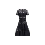 Elie Saab Brocade & Lace Midi Dress