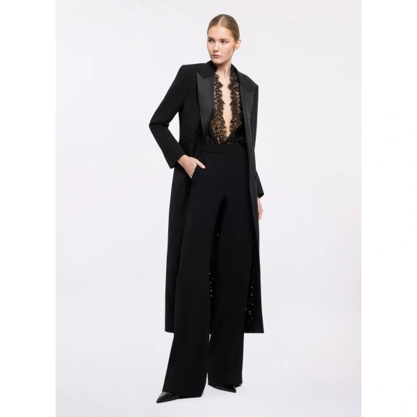 Elie Saab Cady Coat with Sequin Lining in Black | Coats | Coveti