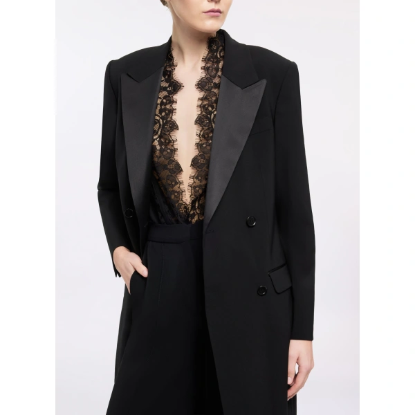 Elie Saab Cady Coat with Sequin Lining in Black | Coats | Coveti