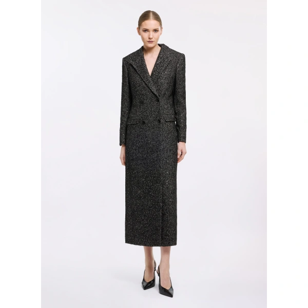 Elie Saab Check Lurex Coat in Multicolour | Coats | Coveti