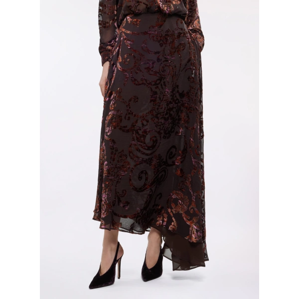 Elie Saab Devoré Midi Skirt in Multicolour | Skirts | Coveti