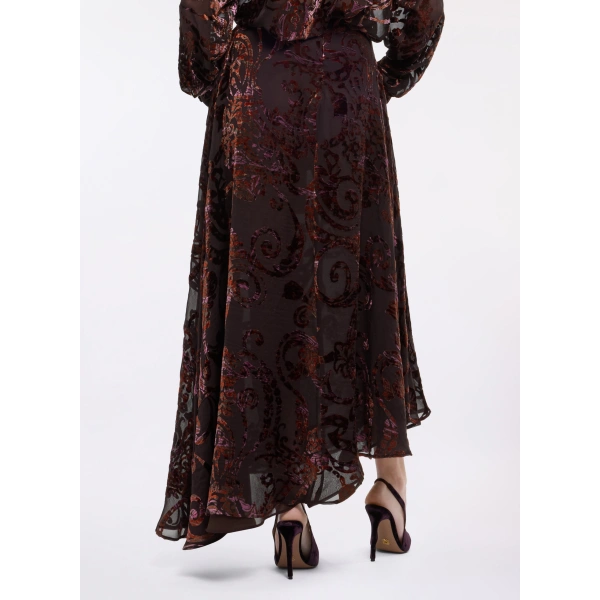 Elie Saab Devoré Midi Skirt in Multicolour | Skirts | Coveti