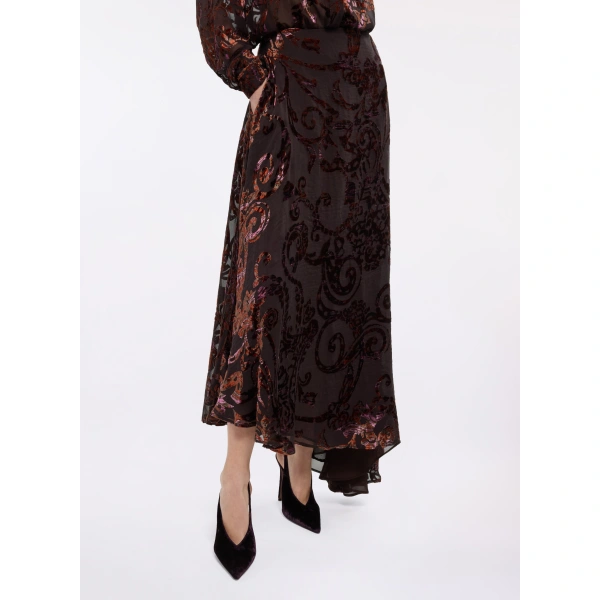 Elie Saab Devoré Midi Skirt in Multicolour | Skirts | Coveti