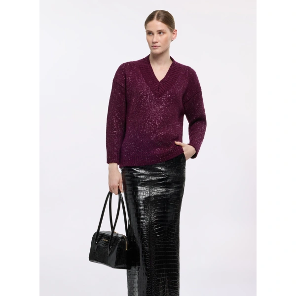 Elie Saab Embellished Knit Sweater in Red | Sweaters | Coveti
