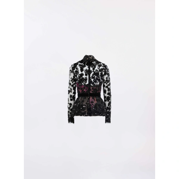 Elie Saab Embroidered Tulle Corset in Black | Tops | Coveti