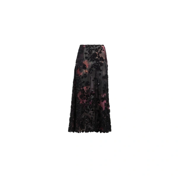 Embroidered Tulle Midi Skirt