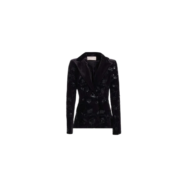 Embroidered Velvet Blazer