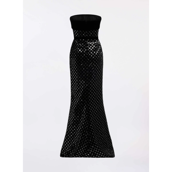 Elie Saab Embroidered Velvet Dress in Black | Maxi Dresses | Coveti