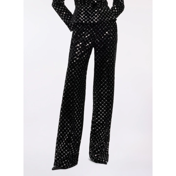 Elie Saab Embroidered Velvet Pants in Black | Pants | Coveti