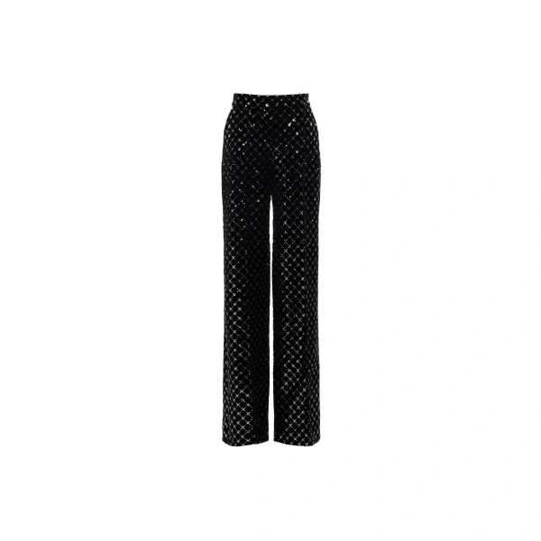 Elie Saab Embroidered Velvet Pants in Black | Pants | Coveti