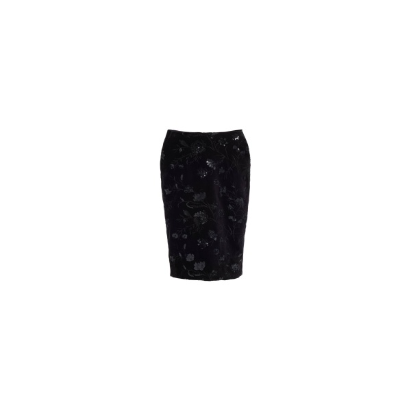 Elie Saab Embroidered Velvet Pencil Skirt
