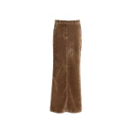 Elie Saab Flocked Denim Long Skirt