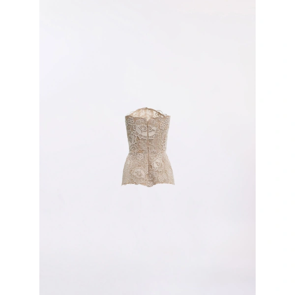 Elie Saab Guipure Lace Corset in Neutrals | Tops | Coveti