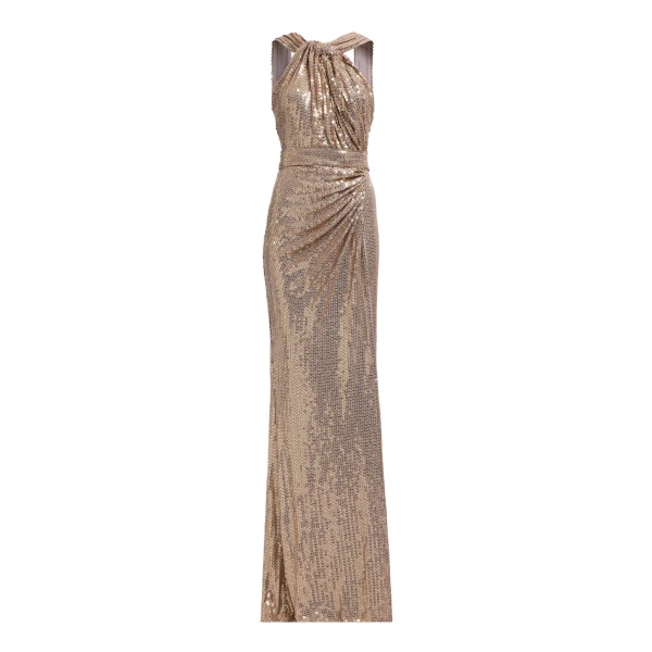 Halter Draped Sequin Dress