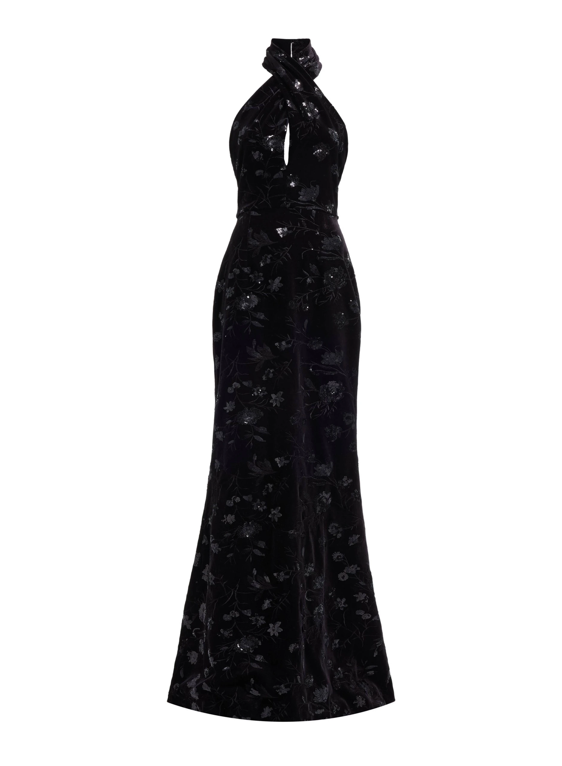 Elie Saab Halter-Neck Embroidered Velvet Dress Elie Saab Halter-Neck Embroidered Velvet Dress