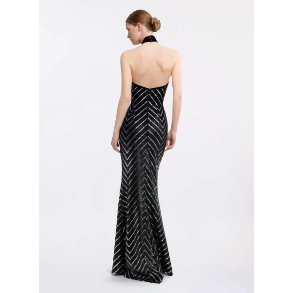 Elie Saab Halter Neck Sequin Dress in Black | Maxi Dresses | Coveti