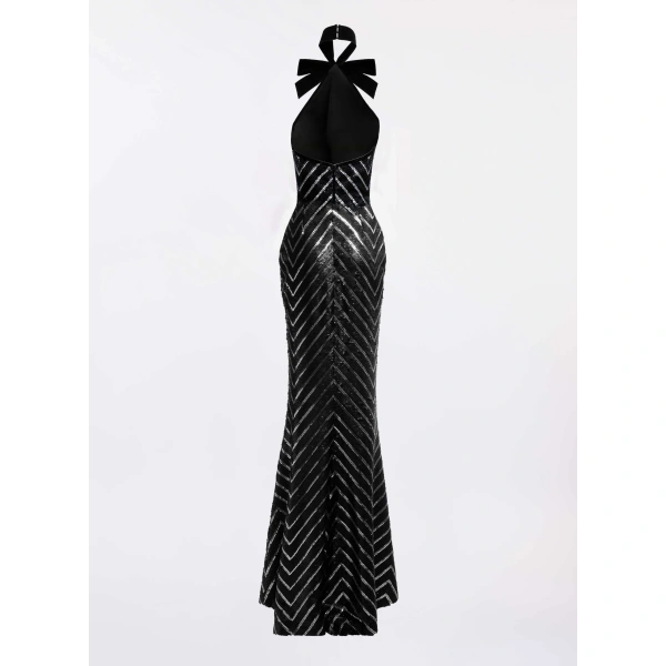 Elie Saab Halter Neck Sequin Dress in Black | Maxi Dresses | Coveti