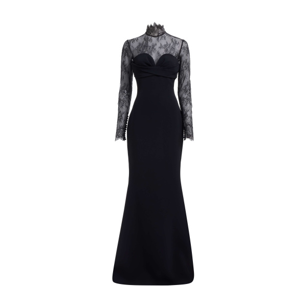 Elie Saab High Neck Cady with Lace Dress