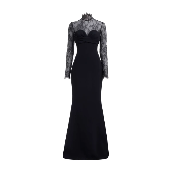 High Neck Cady with Lace Dress