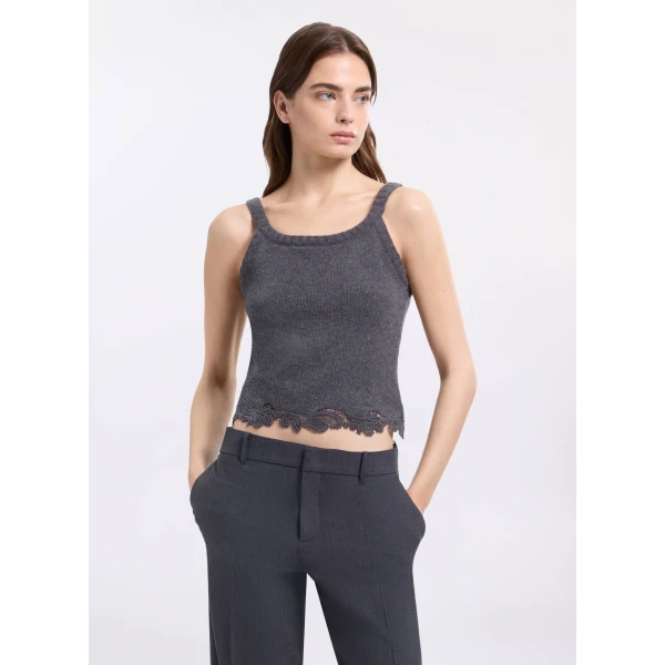 Elie Saab Knit & Lace Trim Twin Set
