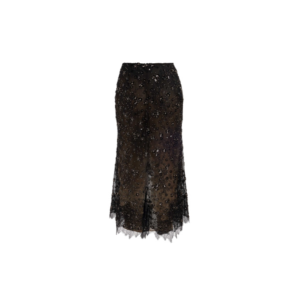 Elie Saab Lace Embroidered Midi Skirt