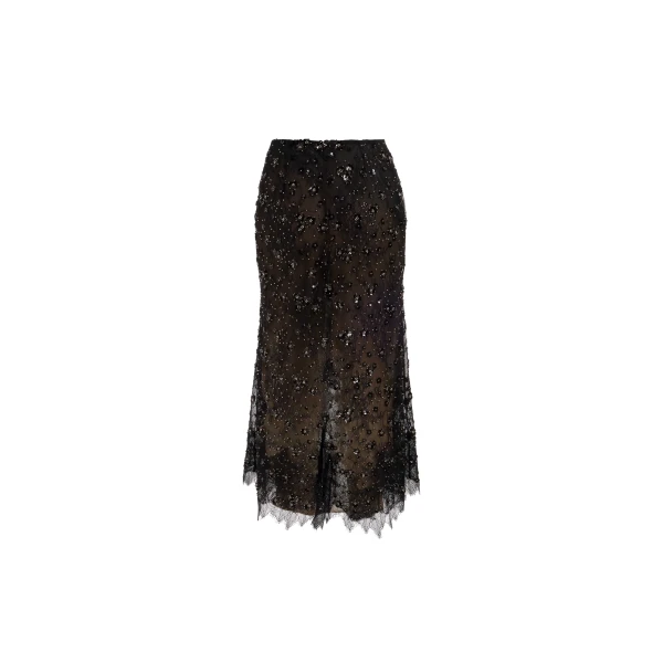 Lace Embroidered Midi Skirt
