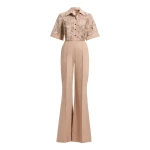Elie Saab Macramé & Drill Jumpsuit